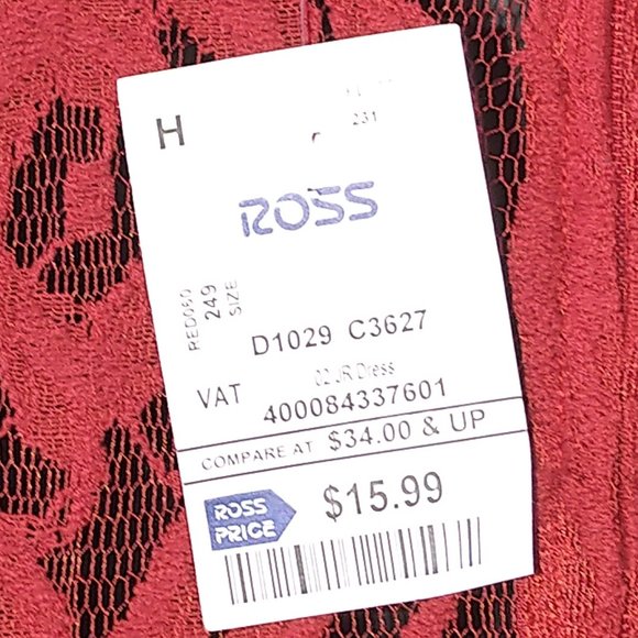 Bella D. Red Lace Dress. (Juniors Large) - Picture 4 of 6